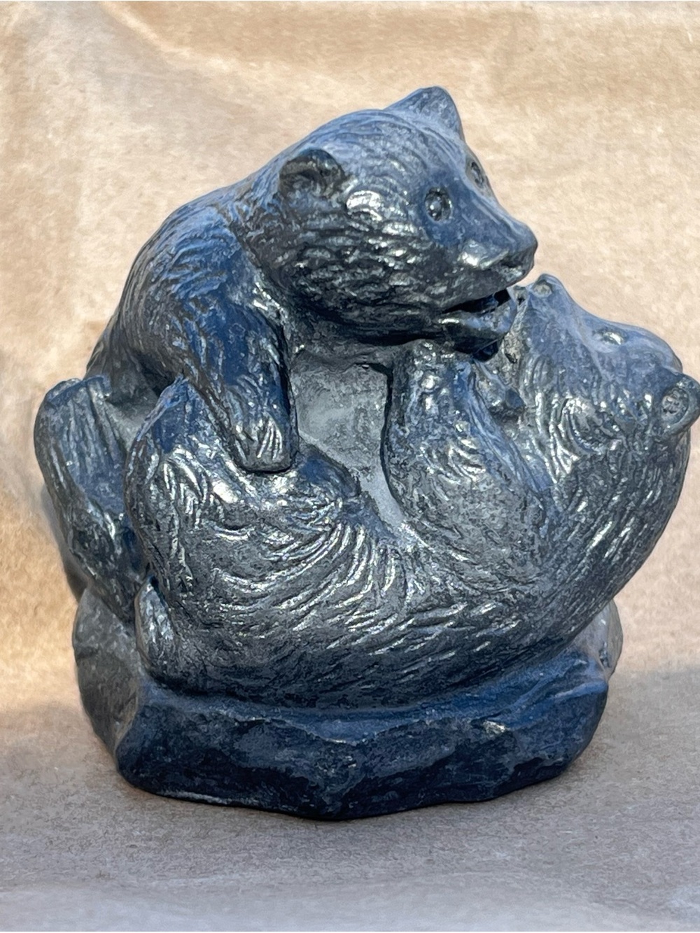 Wolf Originals Black Bear Cubs Wrestling Sculpture